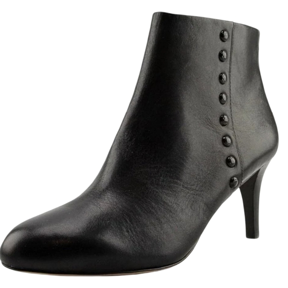 COACH Women's Hickory Black Leather Ankle Booties Size 7.5B | Designer Studded - Picture 1 of 13
